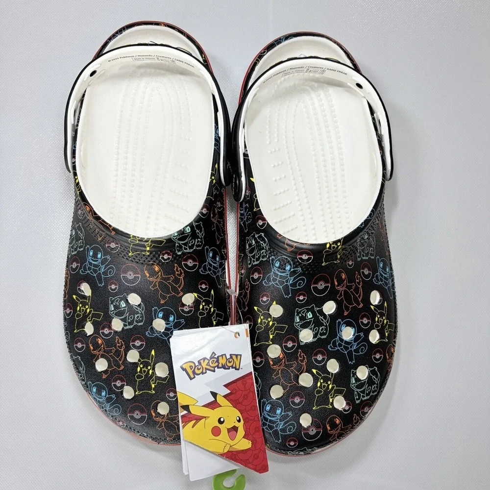 Pokemon Crocs Classic Clog M9 W11 Black Multicolor Pikachu Squirtle Charmander - Picture 2 of 7